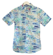 Vineyard Vines x Target Hawaiian Shirt Mens Small Slim Speedboats Blue Tropical - £19.22 GBP