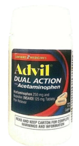 Advil Dual Action Acetaminophen and Ibuprofen Pain Reliever 72 Caplets E... - $14.83