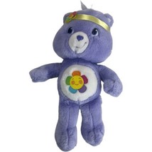Care Bear Harmony Bear 14&quot; Plush Rainbow Headband Purple 2007 Stuffed Animal - £11.00 GBP