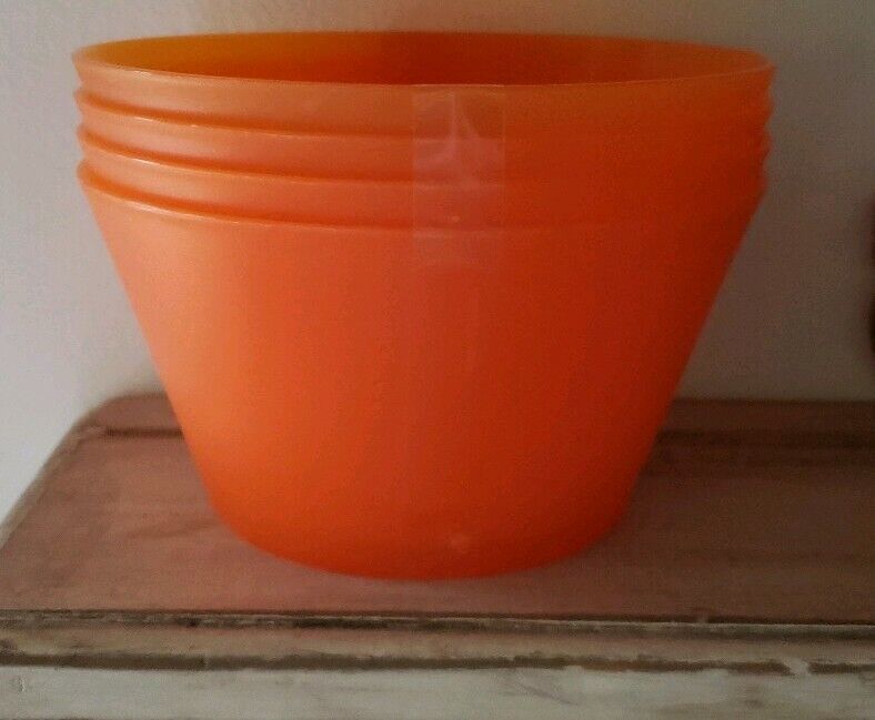 Essential Home Brand ~ Four (4) Pack of Orange Plastic Bowls ~ 3.75&quot; x 5.5&quot; - $22.44