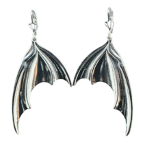 Boucles d&#39;oreilles Silver Bat Wing Alternative Edgy Large Pair Goth Punk... - £4.46 GBP