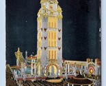 Night View Dreamland Tower Coney Island New York NY UDB Postcard N14 - $6.36