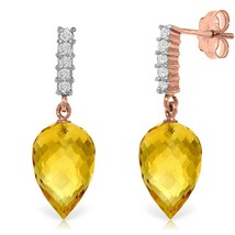 19.15 Carat 14K Solid Rose Gold Gemstone Earrings Diamond Citrine - £384.42 GBP