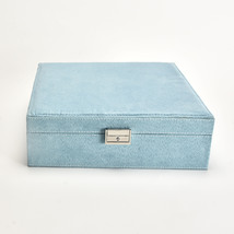 Wooden Fabric Jewelry Display Storage Box Blue - £23.60 GBP
