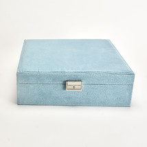 Wooden Fabric Jewelry Display Storage Box Blue - $30.00