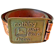 Nothing Runs Like Deere Leegin Leather Belt and Buckle Size 32 John Deer... - £51.28 GBP