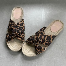 J. Crew Canvas Twisted Knot Leopard Espadrilles Slides Sandals 8.5 - £18.91 GBP