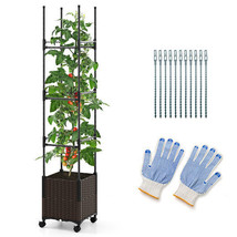 87 Inch Tall Raised Garden Bed with Plant Box Trellis and Lockable Wheel... - $2,394.59 MXN