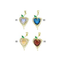 High-Quality Crystal Dripping Heart Charm/Pendant for Jewelry Making, Sku#LK1078 - £3.84 GBP