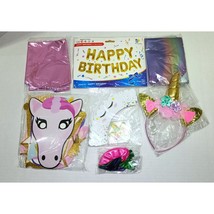 Unicorn Party Supplies Balloons Banners Photo Props Headband Cupcake Wra... - $20.00