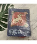 Candamar Vintage Longstitch Needlepoint Kit Christmas Holly Unicorn Pill... - $38.60