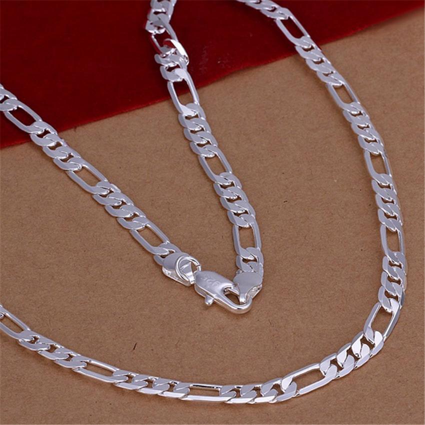 Primary image for High Quality Mens 6mm Flat Chain 925 Sterling Silver Necklace Fashion Jewelry