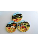 4 Pictorial Country Barns &quot;Autumn Weekend&quot; Salad Dessert Plates At Home ... - $24.45 CAD