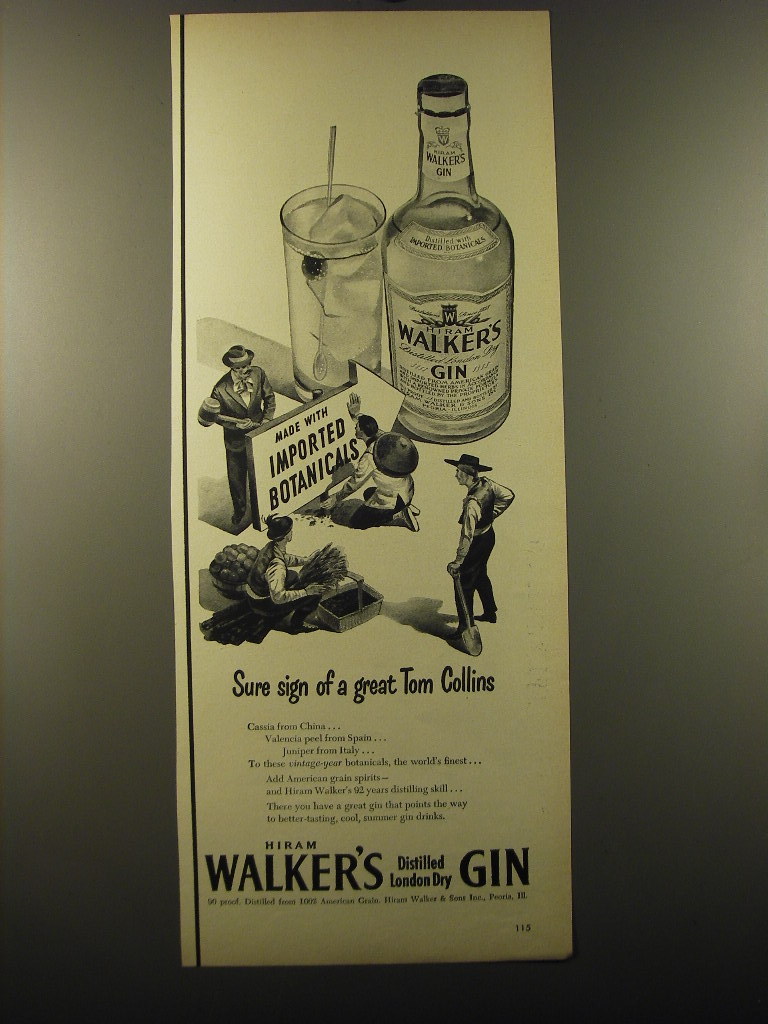 1950 Hiram Walker's Distilled London Dry Gin Ad - Sure sign - $18.49