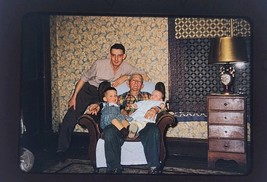 1953 Color Slide Family 3 Generatons of Men Mid Century Recliner Grandda... - $14.99