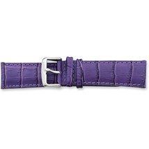 de Beer Purple Crocodile Grain Leather Watch Band 22mm Long Silver Color - £21.12 GBP