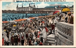 Meet at the Clock Beach and Pier Atlantic City New Jersey NJ WB Postcard L8 - £2.29 GBP