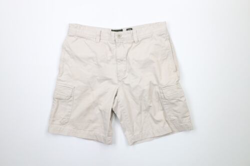 Primary image for Vintage Eddie Bauer Mens Size 35 Distressed Cargo Shorts Beige Cotton