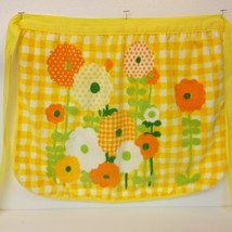 Retro Apron Kitchen Vintage Yellow Orange &#39;Royal Terry&#39; USA Towel Flowers 70&#39;s - £20.88 GBP