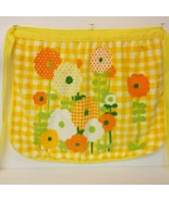 Retro Apron Kitchen Vintage Yellow Orange 'Royal Terry' USA Towel Flowers 70's - £21.00 GBP