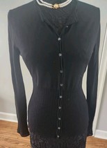 ELIE TAHARI Merino Wool Sweater Knit Light Cardigan Size Medium Flaw - $18.00