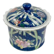 The Great Wall Blue Porcelain Asian Round Covered Bowl w Lid 4&quot; Blue Tex... - £9.21 GBP