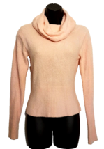 Pinkish Baby Pink Fuzzy SWEATER juniors size Medium Cowl Neck Stretch Knit - £12.60 GBP