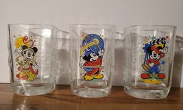 McDonalds Disney Mickey Mouse Millennium 2000 Square Glasses Lot Of 3 - $22.76