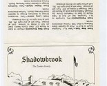 Shadowbrook Zweben Family Brochure &amp; Mailing Envelope Shrewsbury New Jer... - £10.90 GBP
