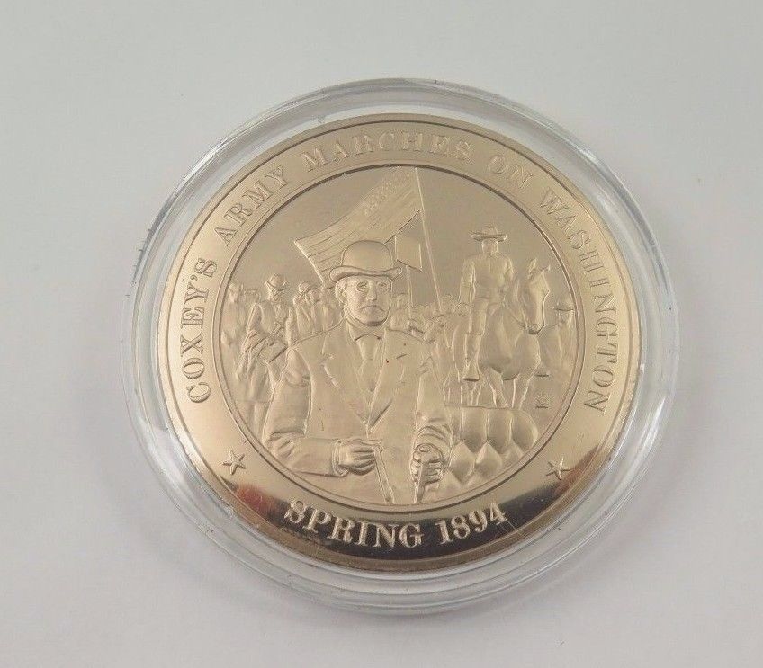 Spring 1894 Coxey's Army Marches On Washington Franklin Mint Solid Bronze Coin - $12.16