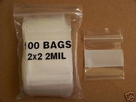 PLASTIC BAG 2x2 zip lock white block small poly 100 - £7.08 GBP