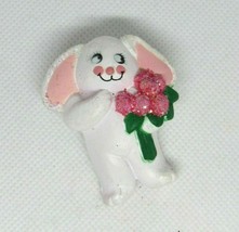 Easter Unlimited Vintage Bunny Rabbit Holiday Brooch Pin Flowers - £6.21 GBP