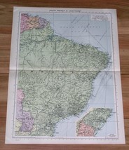1940 Original Vintage Wwii Map Of Brazil / South America - £17.28 GBP