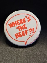 Vintage 1984 Wendy&#39;s Employee WHERE&#39;S THE BEEF Pin Back?! Fast Food Adve... - £8.51 GBP