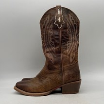 Justin Rein Womens Brown Leather Pull On Almond Toe Western Boots Size 9 B - £43.62 GBP