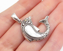 925 Sterling Silver &amp; 18K GOLD - Shiny Mother Of Pearl Dolphin Pendant - PT5817 - £35.48 GBP