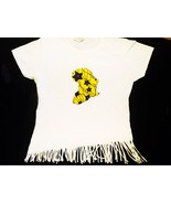 African Map Women&#39;s Ankara White Fringed T-Shirt With Stones . L, M - Ch... - $24.68 CAD