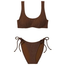 VS Victoria&#39;s Secret PINK The Wave Top + String Bikini Bottom Ganache S ... - $55.00