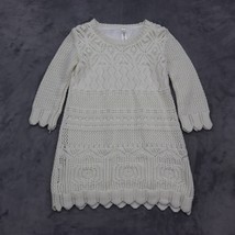 Cherokee Dress Girls M Ivory Sweater Dress Long Sleeve Round Neck Pullover Knit - £20.17 GBP