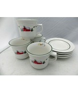 Pfaltzgraff Snow Village pattern - set/lot of 4 Coffee Cup & Saucer pieces - EUC - $7.91