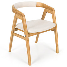 Costway Bamboo Leisure Chair Dining Chair w/ Curved Back &amp; Anti-slip Foot Pads - £185.63 GBP