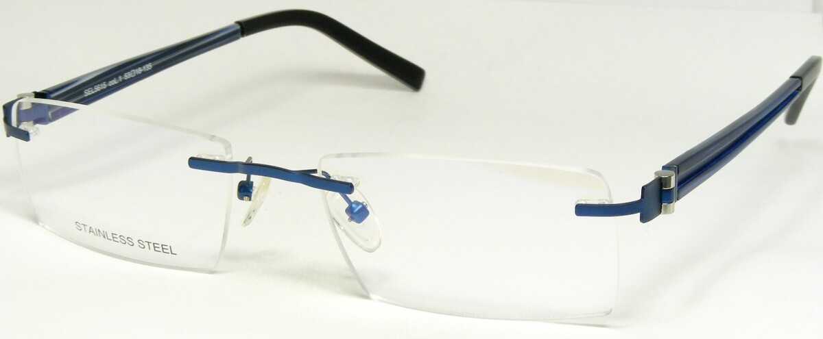SELECTRA SEL5615 Farben 1 Blau Einzigartig Brille Rahmenlose Metall 53-1... - $66.51