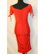 RED BODYCON DRESS SIZE SMALL SHORT SLEEVE DRAWSTRING FRONT, BACK, SLEEVE... - £11.68 GBP