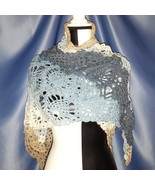 Pineapple Designed Shawl in Blues and Beige by Mumsie of Stratford. - £28.68 GBP