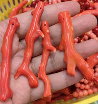 Large  Orange Red Coral jewelry 40-100mm(4&quot;) Branch pendnat freeform Foc... - $108.50 MXN