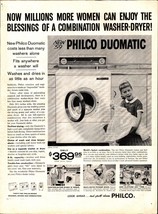 1958 Philco Washer Dryer Combo Appliance Vintage Print Ad Cloth Wash Dry USA a6 - £20.74 GBP