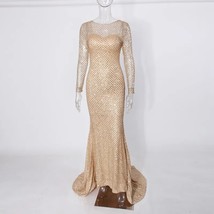 Silver  Glittered Maxi Dress work Backless Glitters Full Sleeved  Dresse... - £101.89 GBP
