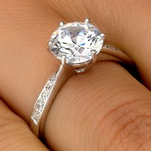 1.05Ct Real Moissanite Solitaire Engagement Promise Ring 14K White Gold Plated - £74.63 GBP