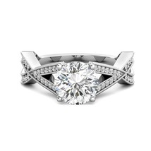 3.05 tcw Round Lab Diamond &amp; Diamond Engagement Ring 14k W Gold - £1,618.59 GBP