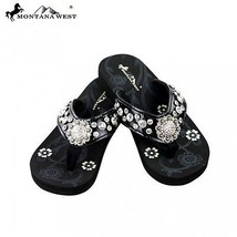 Montana West Bling Bling Collection Flip Flops Floral Concho Rhinestones Size 6 - £28.32 GBP